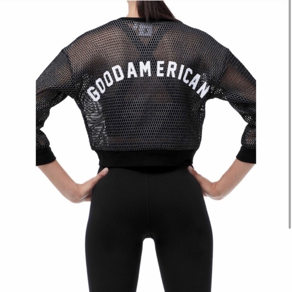 GOOD AMERICAN WARRIOR SHEER FISHNET CROP TOP - Picture 1 of 6
